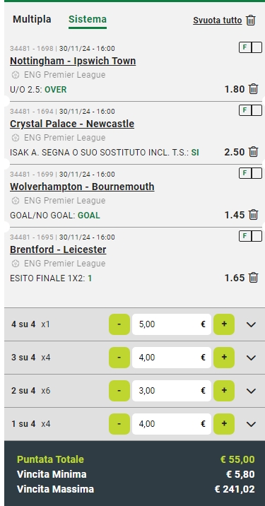 Sistema Lucky 15 Premier League