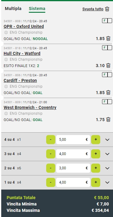 Sistema Lucky 15 EFL Championship 