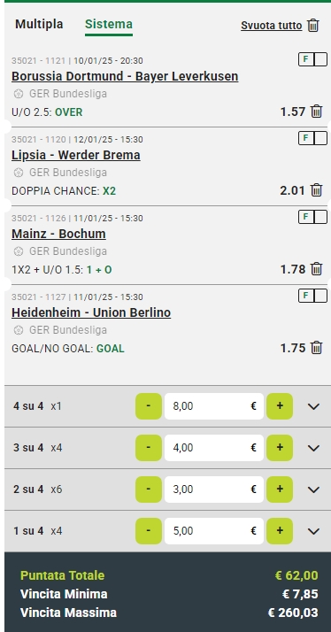 Sistema Lucky 15 Bundesliga Round 16 